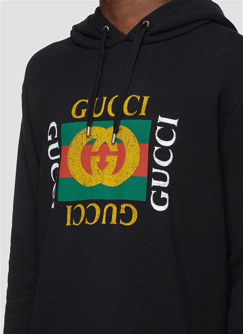 hooded cotton sweatshirt with gucci print replica
